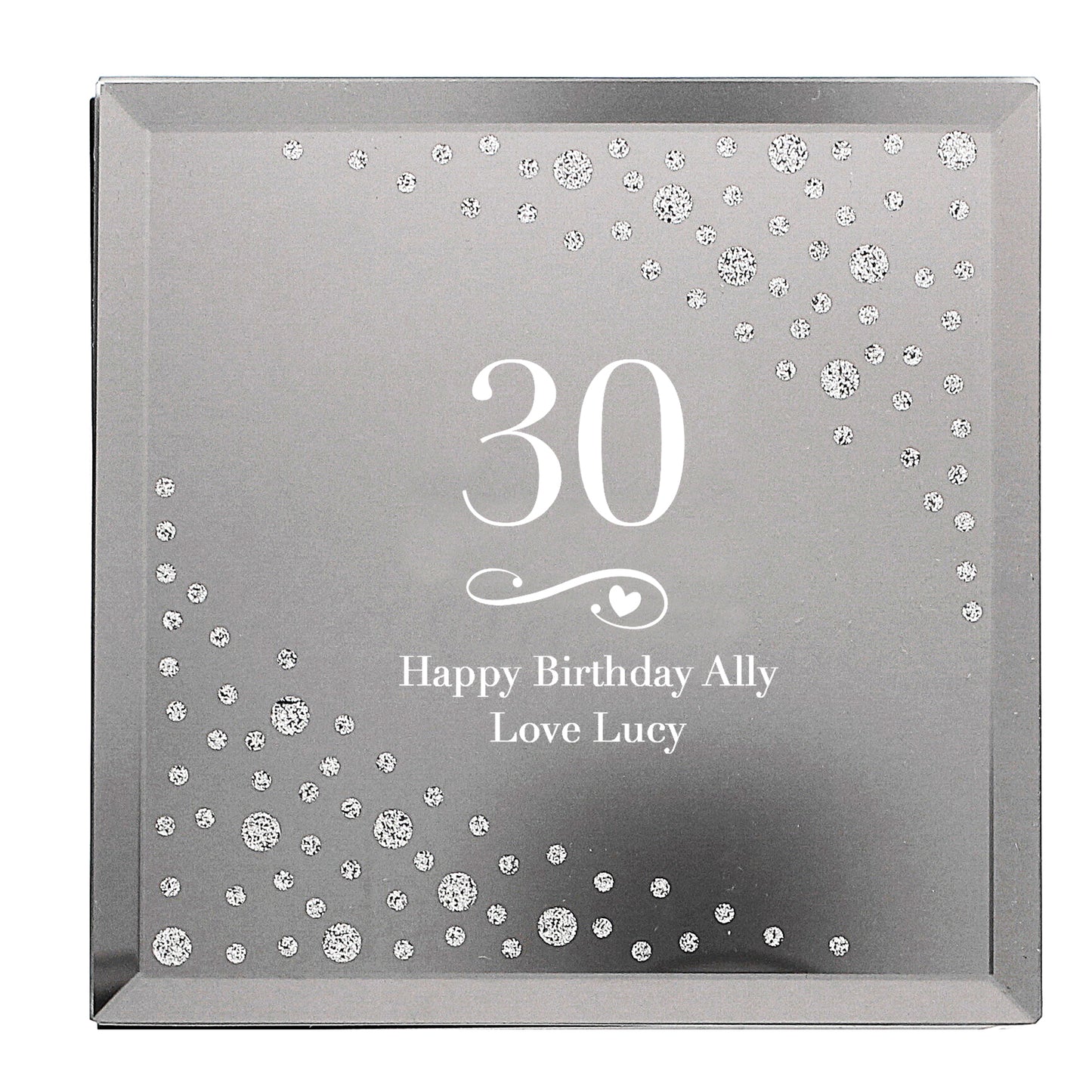 Personalised Big Age Swirls & Hearts Diamante Glass Trinket Box - MK&JD Gifts