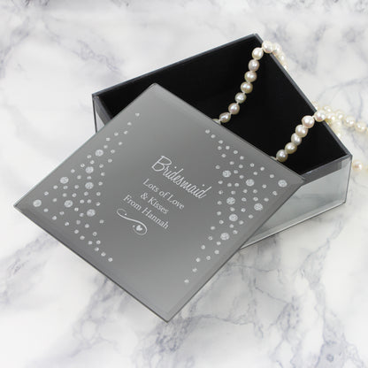 Personalised Any Message Swirls & Hearts Diamante Glass Trinket Box - MK&JD Gifts
