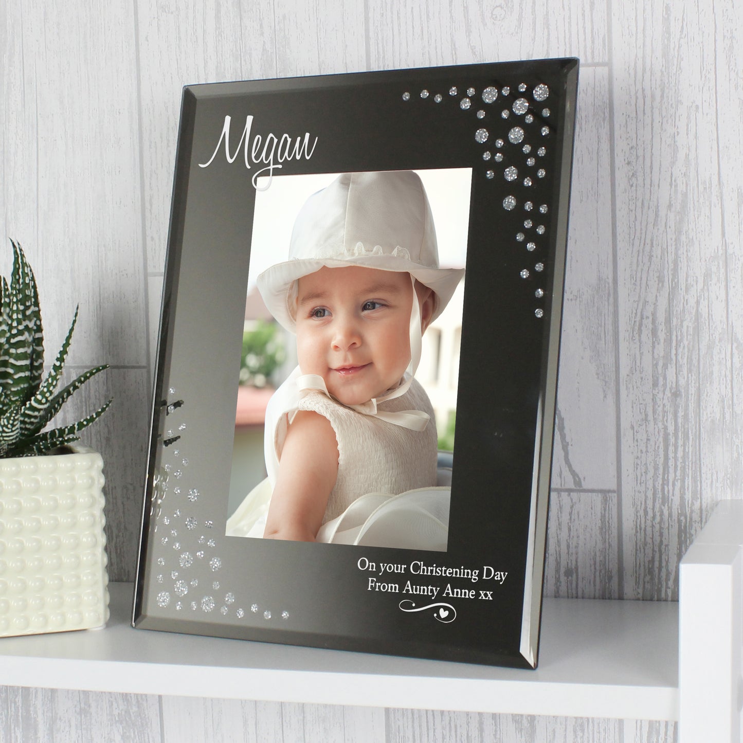 Personalised Swirls & Hearts Diamante 6x4 Glass Photo Frame - MK&JD Gifts