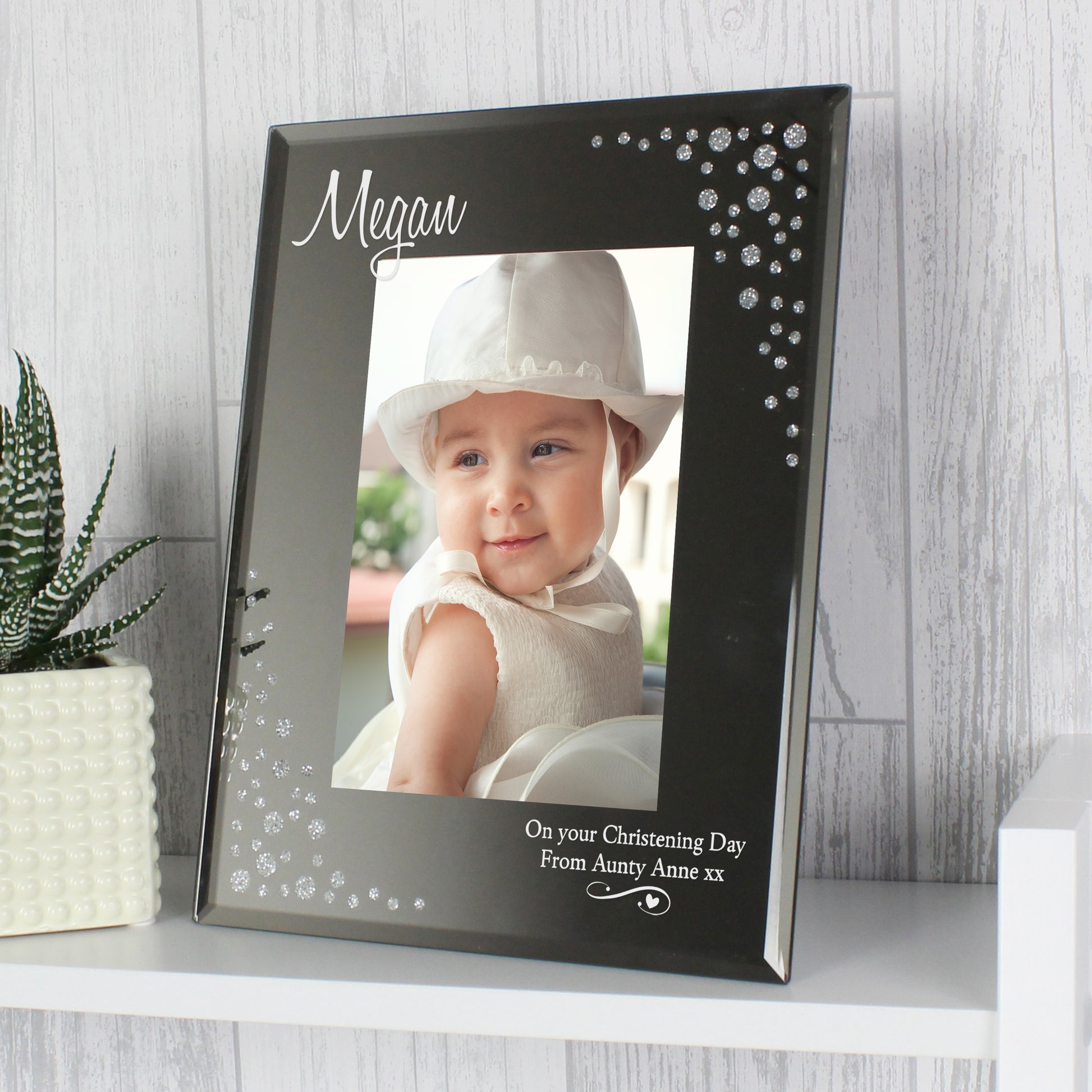 Personalised Swirls & Hearts Diamante 6x4 Glass Photo Frame - MK&JD Gifts