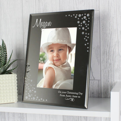 Personalised Swirls & Hearts Diamante 6x4 Glass Photo Frame - MK&JD Gifts