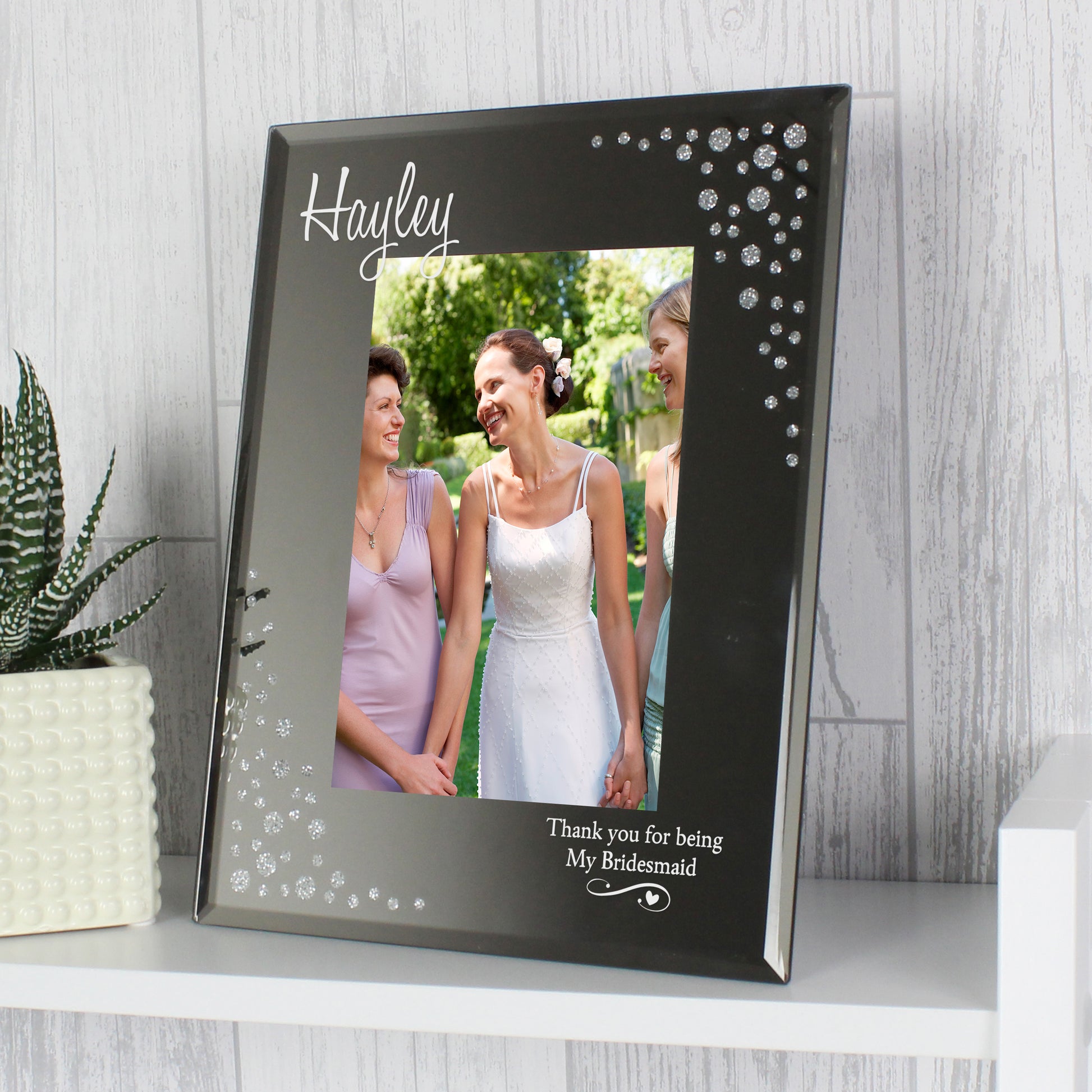 Personalised Swirls & Hearts Diamante 6x4 Glass Photo Frame - MK&JD Gifts