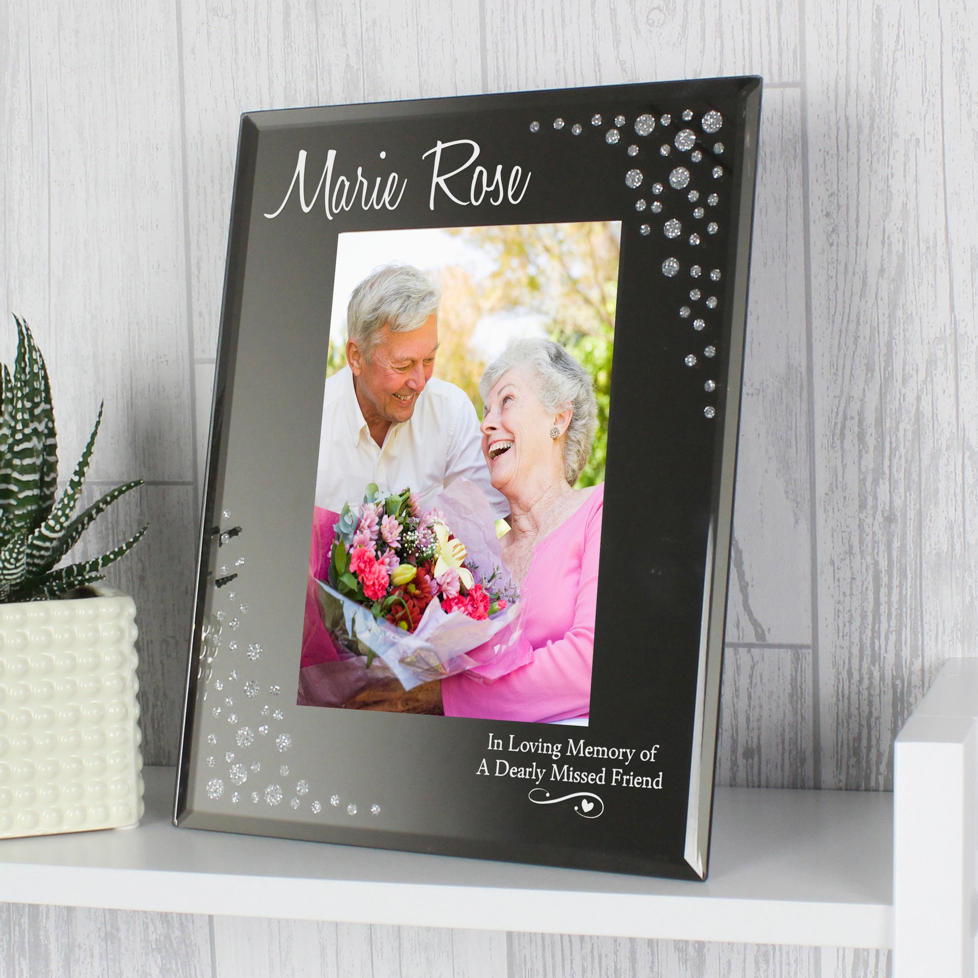 Personalised Swirls & Hearts Diamante 6x4 Glass Photo Frame - MK&JD Gifts