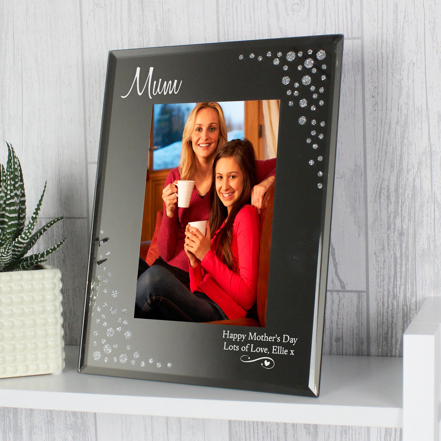 Personalised Swirls & Hearts Diamante 6x4 Glass Photo Frame - MK&JD Gifts