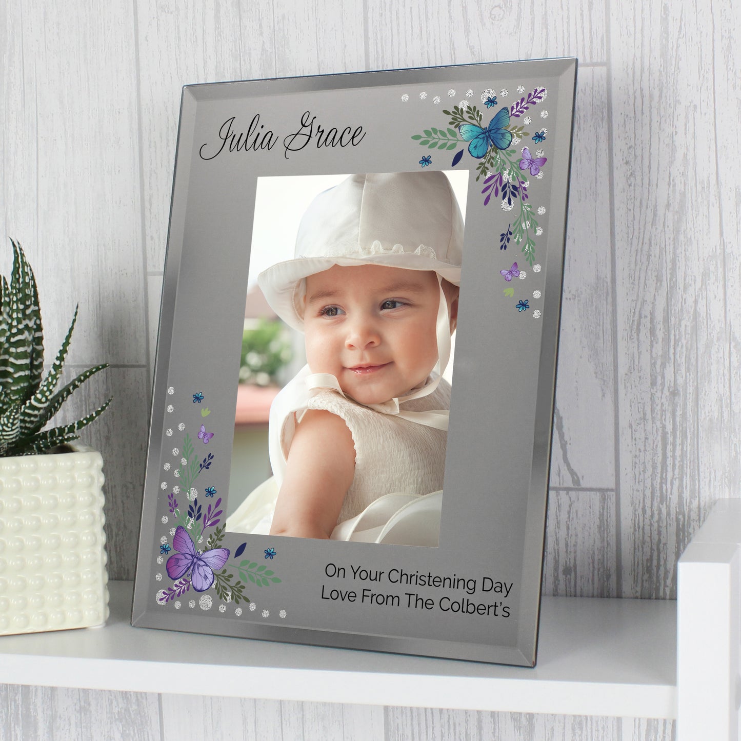 Personalised Butterfly 6x4 Diamante Glass Photo Frame - MK&JD Gifts