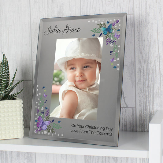 Personalised Butterfly 6x4 Diamante Glass Photo Frame - MK&JD Gifts