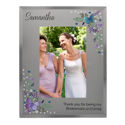 Personalised Butterfly 6x4 Diamante Glass Photo Frame - MK&JD Gifts