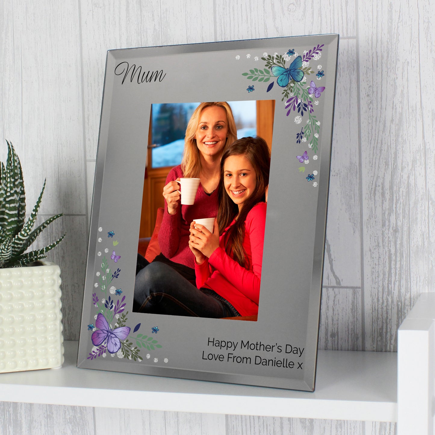 Personalised Butterfly 6x4 Diamante Glass Photo Frame - MK&JD Gifts