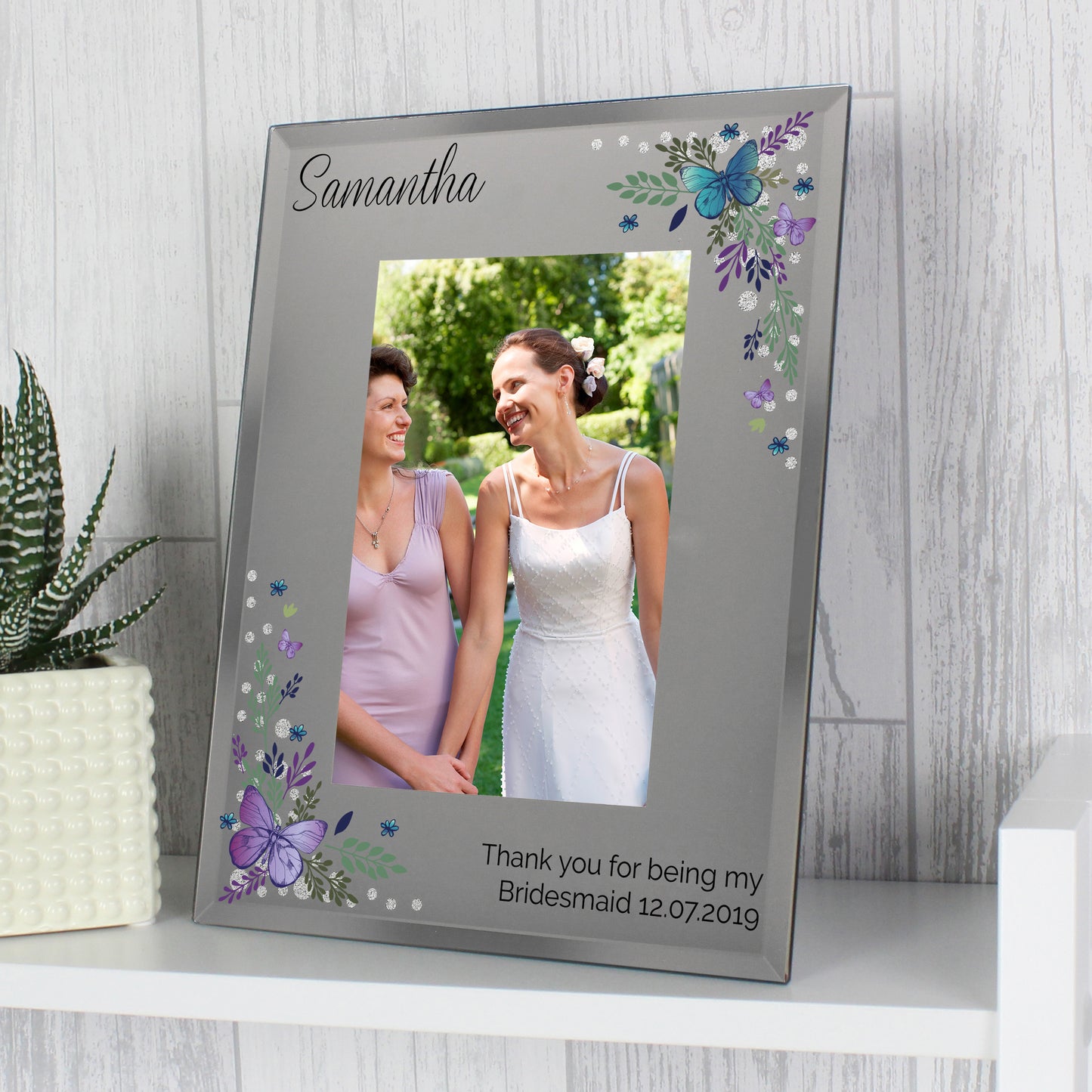 Personalised Butterfly 6x4 Diamante Glass Photo Frame - MK&JD Gifts