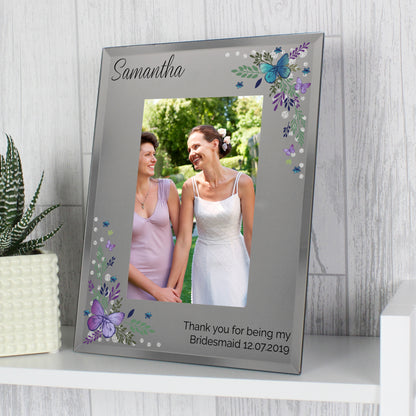 Personalised Butterfly 6x4 Diamante Glass Photo Frame - MK&JD Gifts