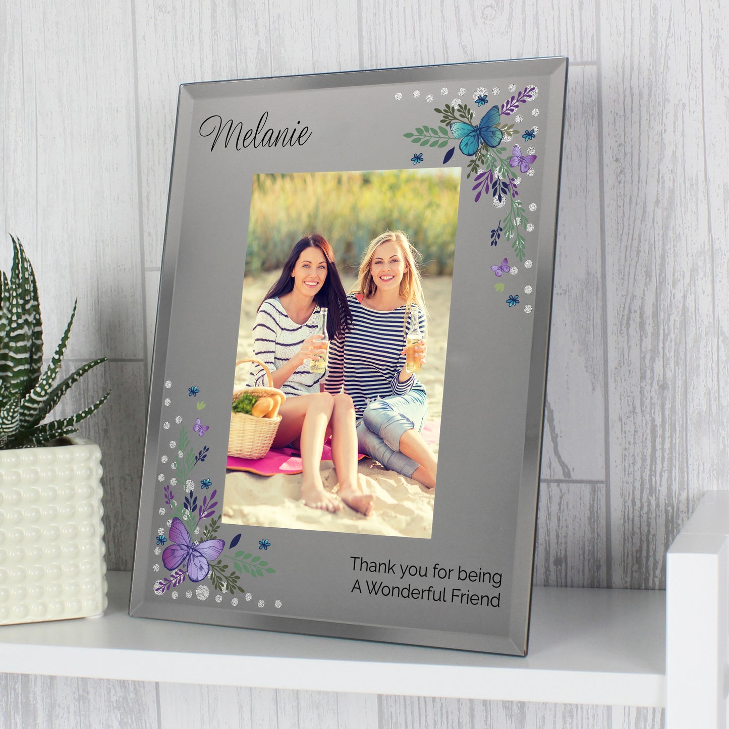 Personalised Butterfly 6x4 Diamante Glass Photo Frame - MK&JD Gifts