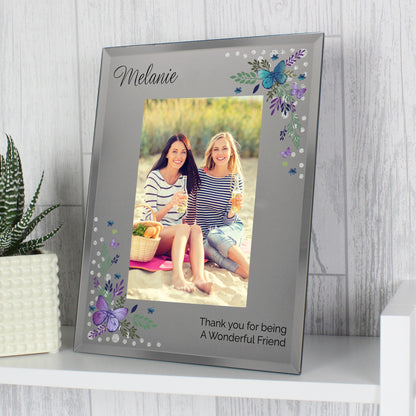 Personalised Butterfly 6x4 Diamante Glass Photo Frame - MK&JD Gifts
