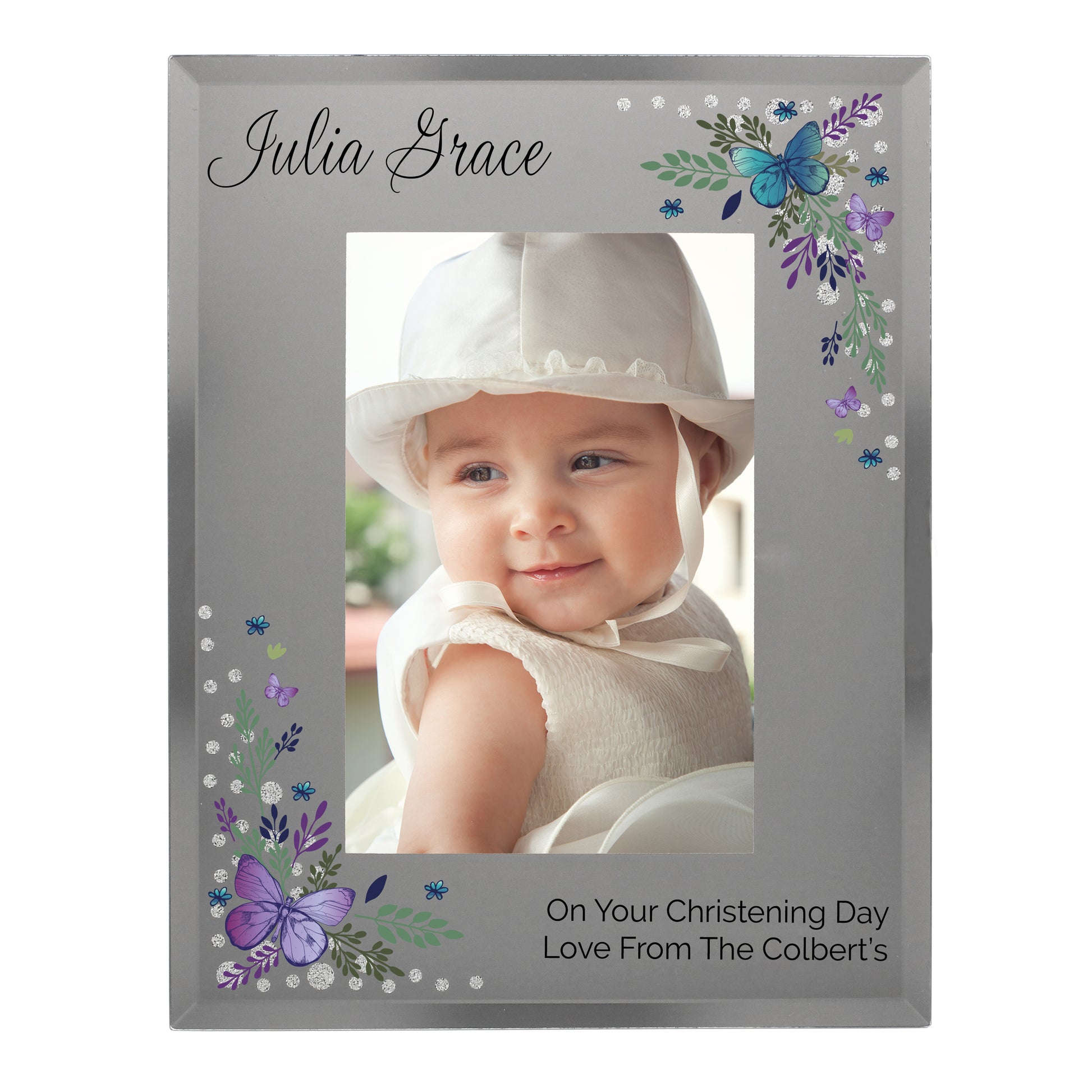 Personalised Butterfly 6x4 Diamante Glass Photo Frame - MK&JD Gifts