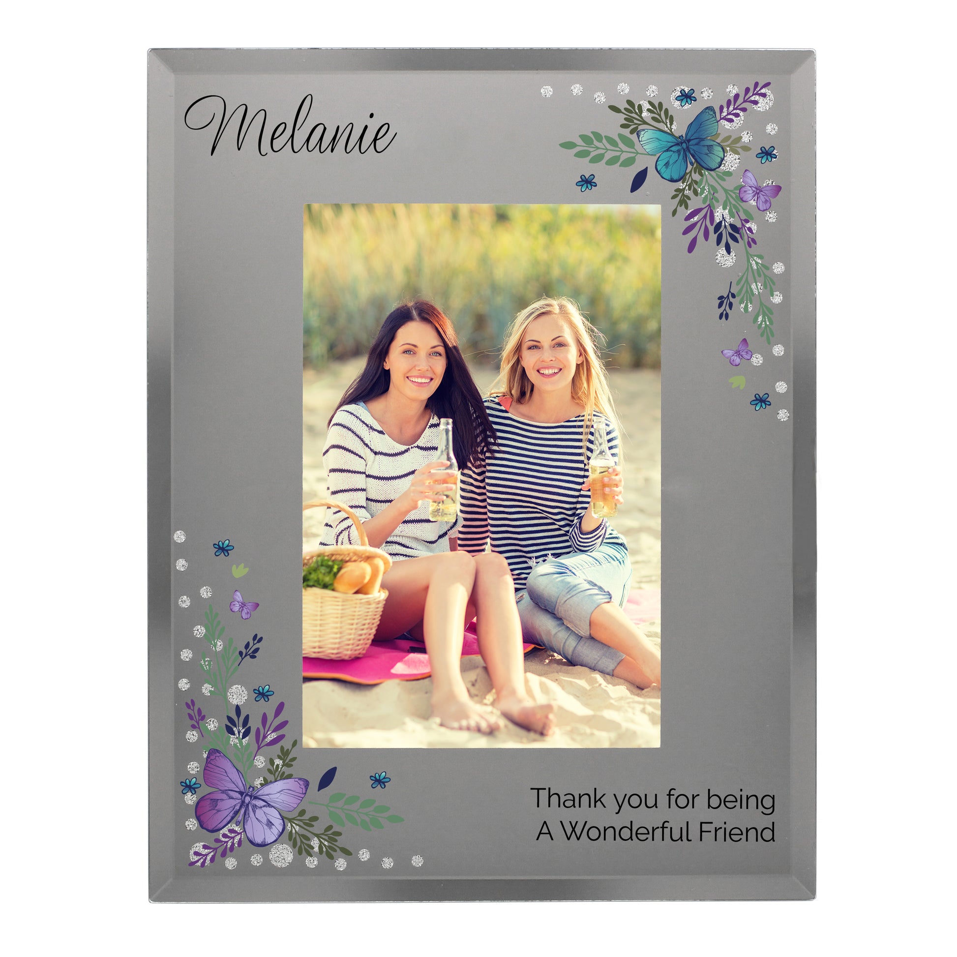 Personalised Butterfly 6x4 Diamante Glass Photo Frame - MK&JD Gifts