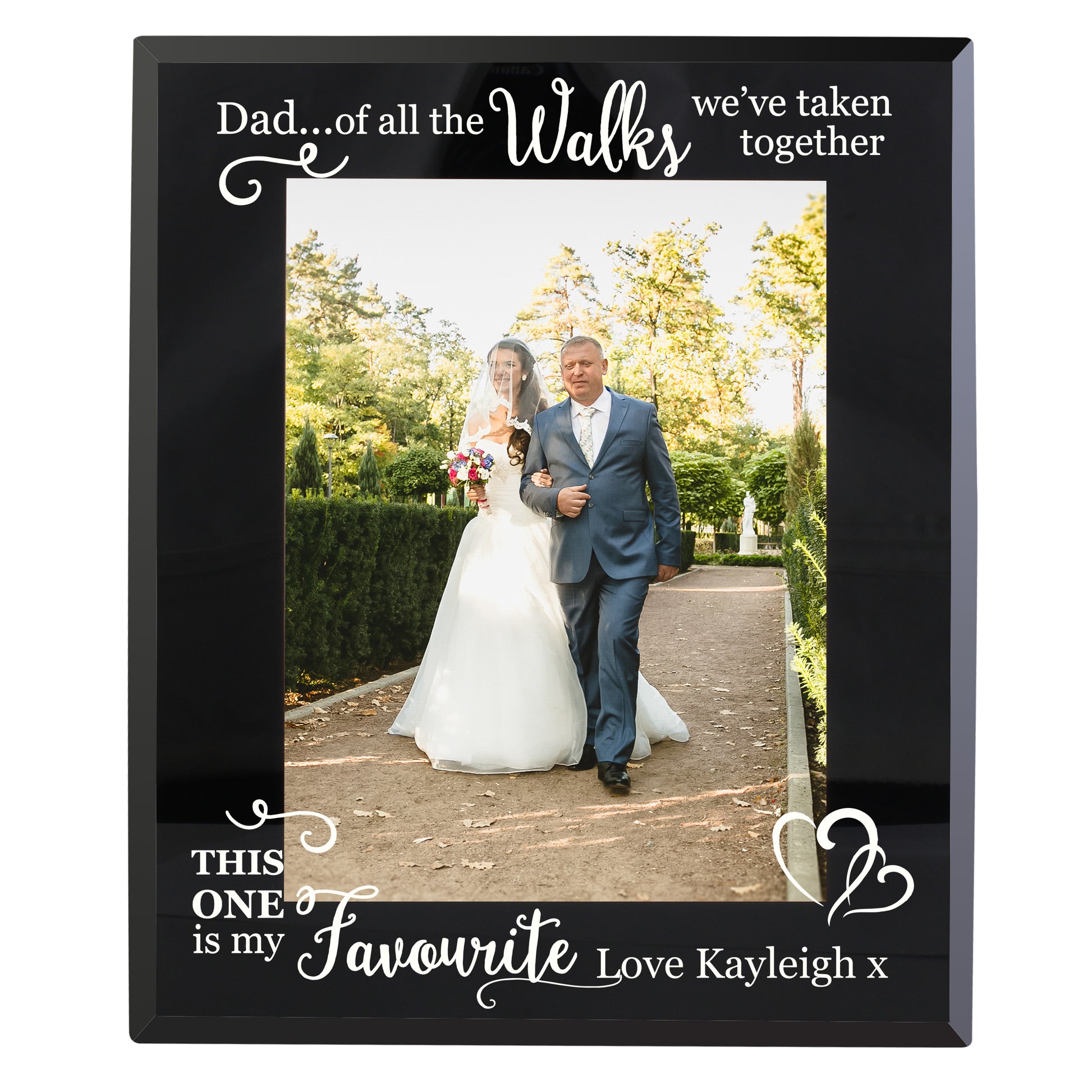 Personalised Of All the Walks... Wedding 5x7 Black Glass Photo Frame - MK&JD Gifts