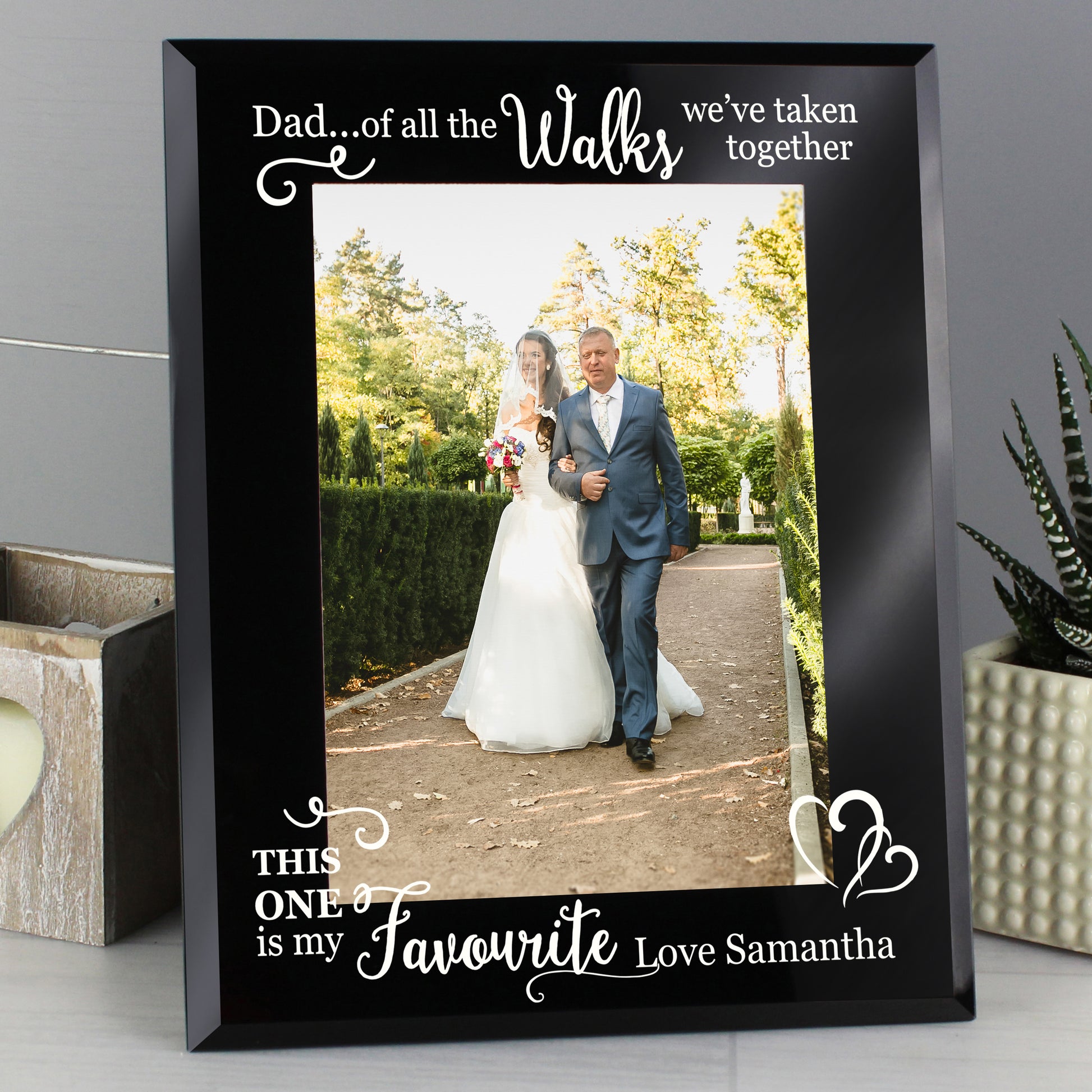 Personalised Of All the Walks... Wedding 5x7 Black Glass Photo Frame - MK&JD Gifts