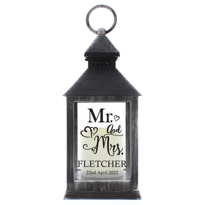 Personalised Mr and Mrs Rustic Black Lantern - MK&JD Gifts