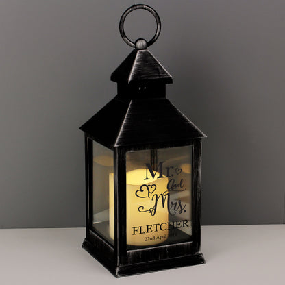 Personalised Mr and Mrs Rustic Black Lantern - MK&JD Gifts