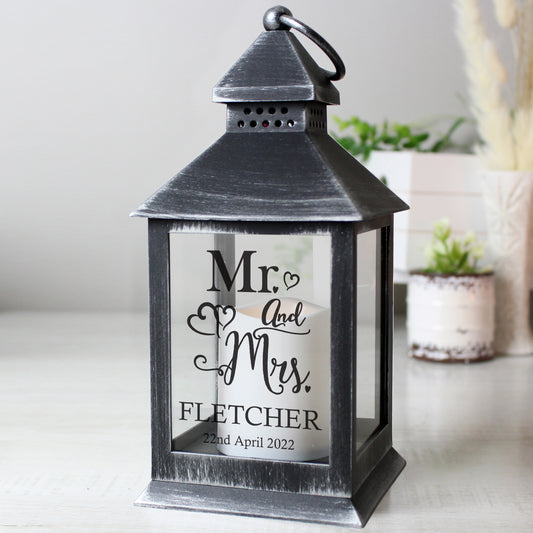 Personalised Mr and Mrs Rustic Black Lantern - MK&JD Gifts