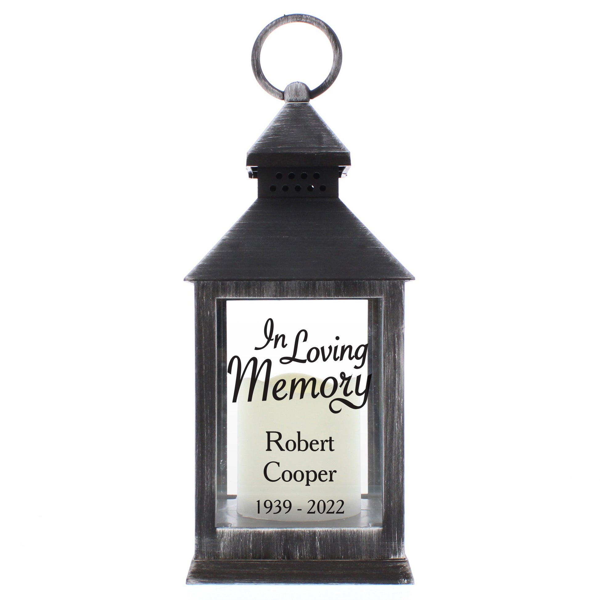 Personalised In Loving Memory Rustic Black Lantern - MK&JD Gifts