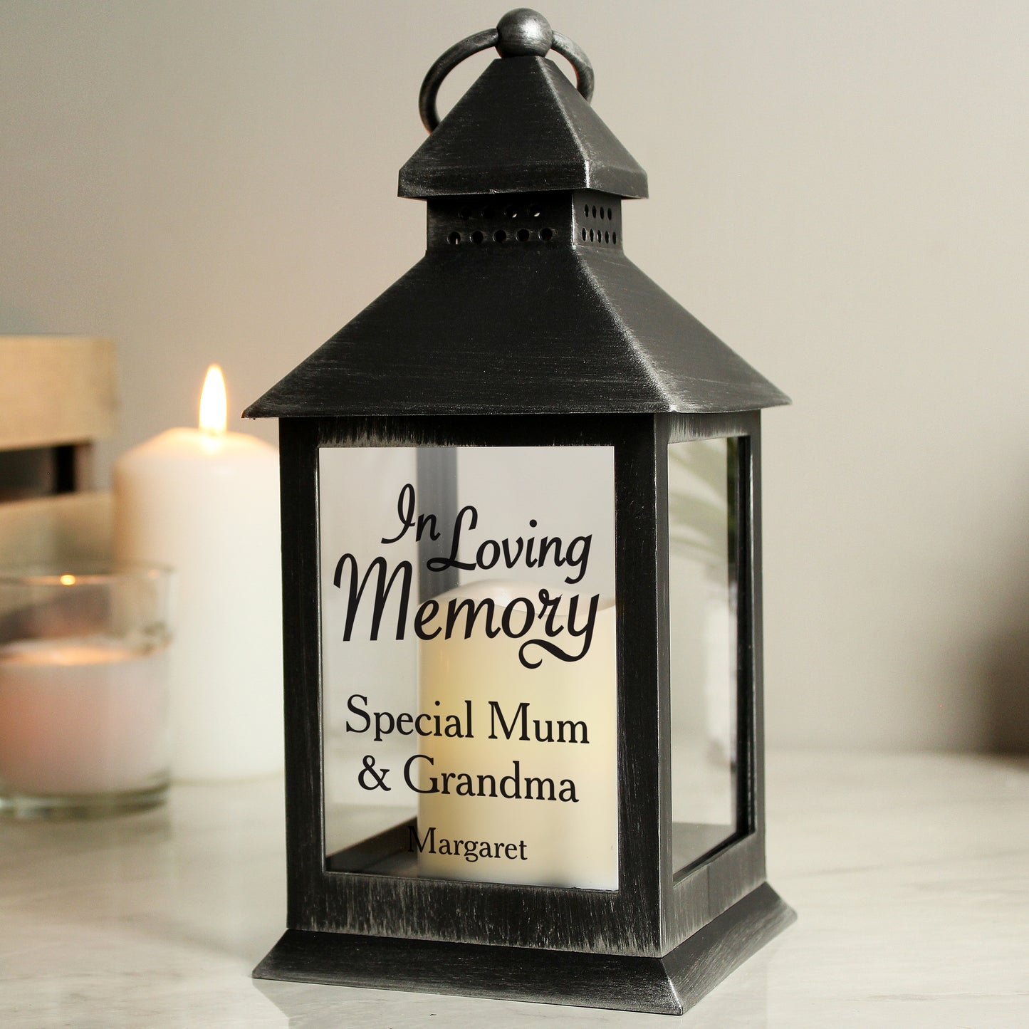 Personalised In Loving Memory Rustic Black Lantern - MK&JD Gifts
