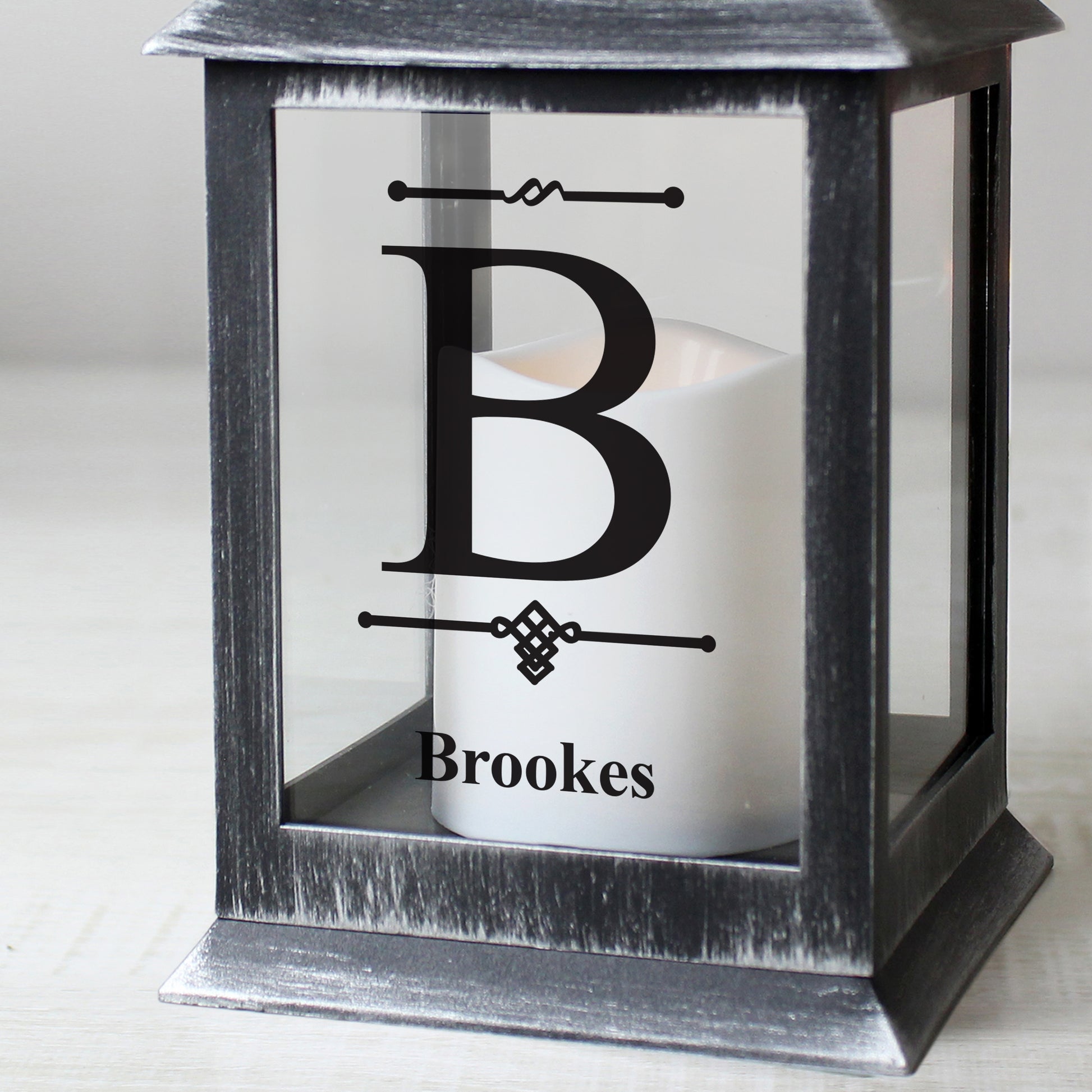 Personalised Initial Rustic Black Lantern - MK&JD Gifts