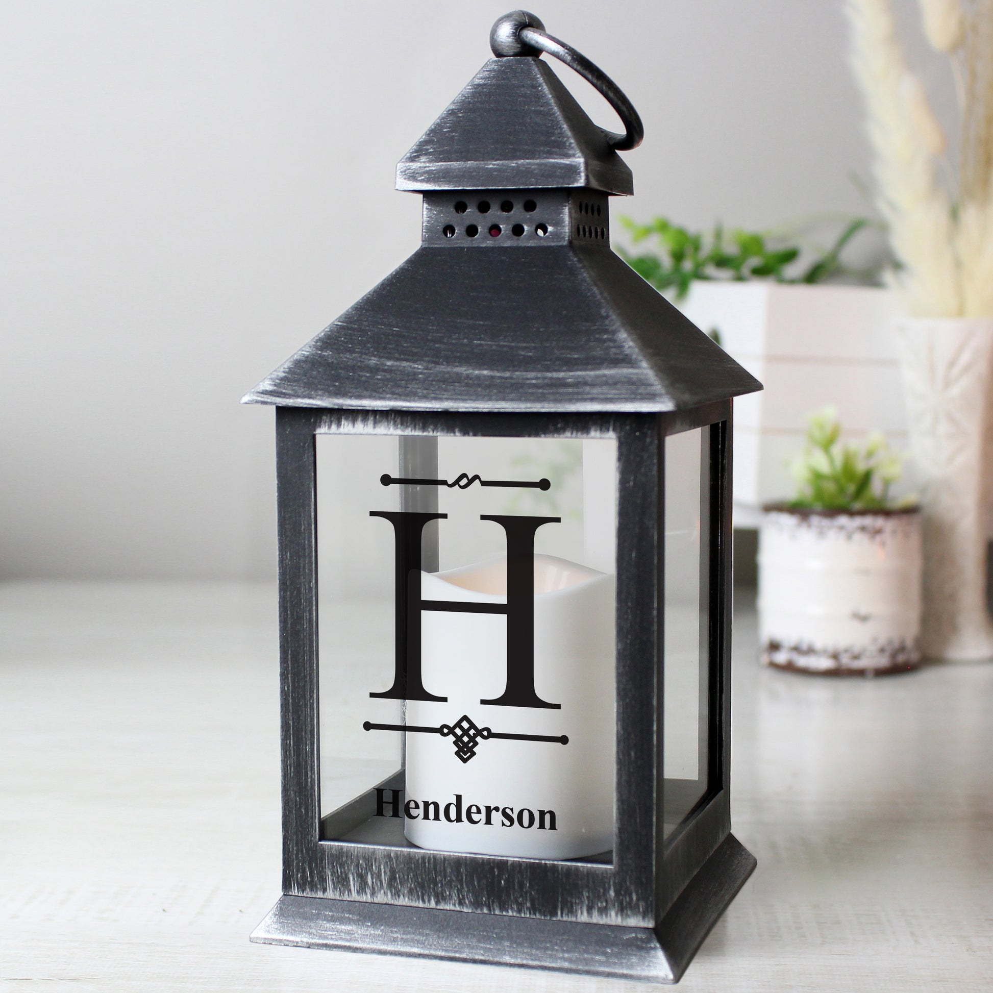Personalised Initial Rustic Black Lantern - MK&JD Gifts
