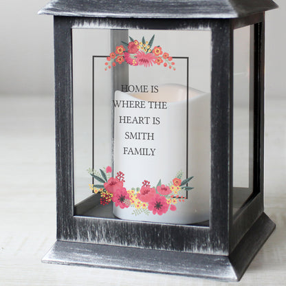 Personalised Floral Rustic Black Lantern - MK&JD Gifts