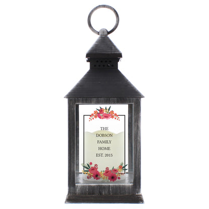 Personalised Floral Rustic Black Lantern - MK&JD Gifts