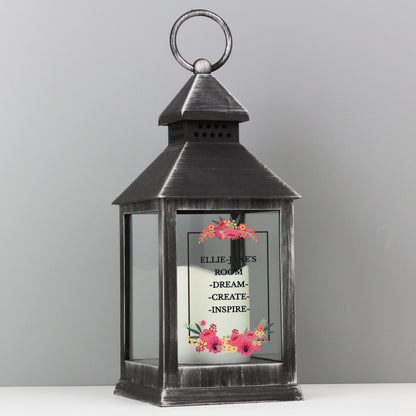 Personalised Floral Rustic Black Lantern - MK&JD Gifts