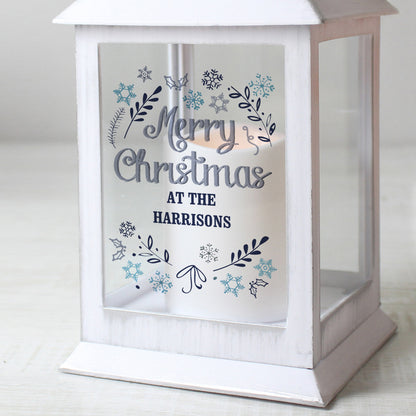 Personalised Christmas Frost White Lantern - MK&JD Gifts