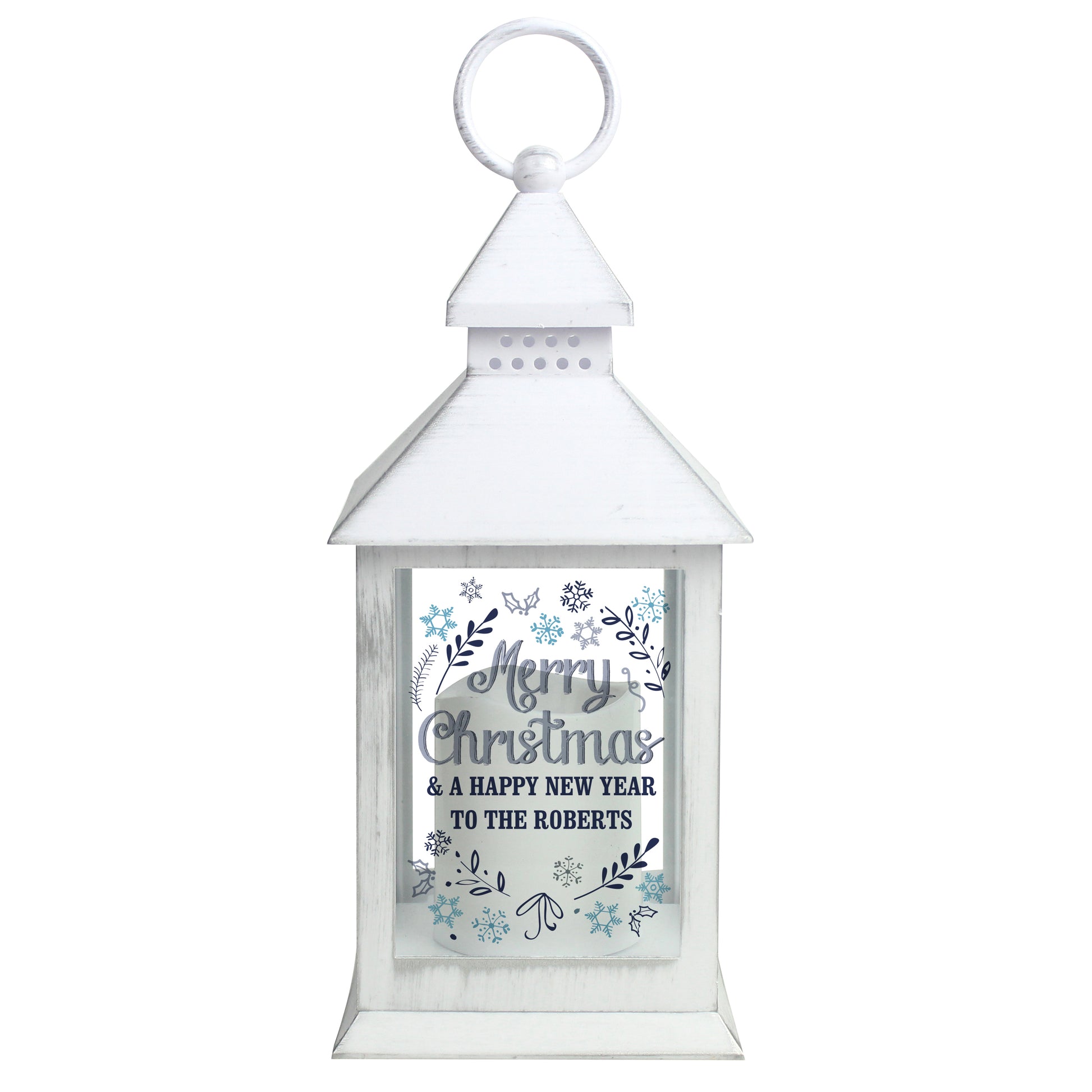 Personalised Christmas Frost White Lantern - MK&JD Gifts