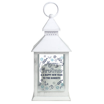 Personalised Christmas Frost White Lantern - MK&JD Gifts