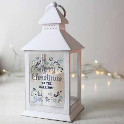 Personalised Christmas Frost White Lantern - MK&JD Gifts