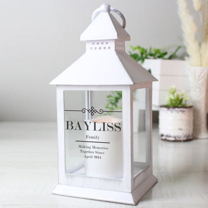 Personalised Elegant Diamond White Lantern - MK&JD Gifts
