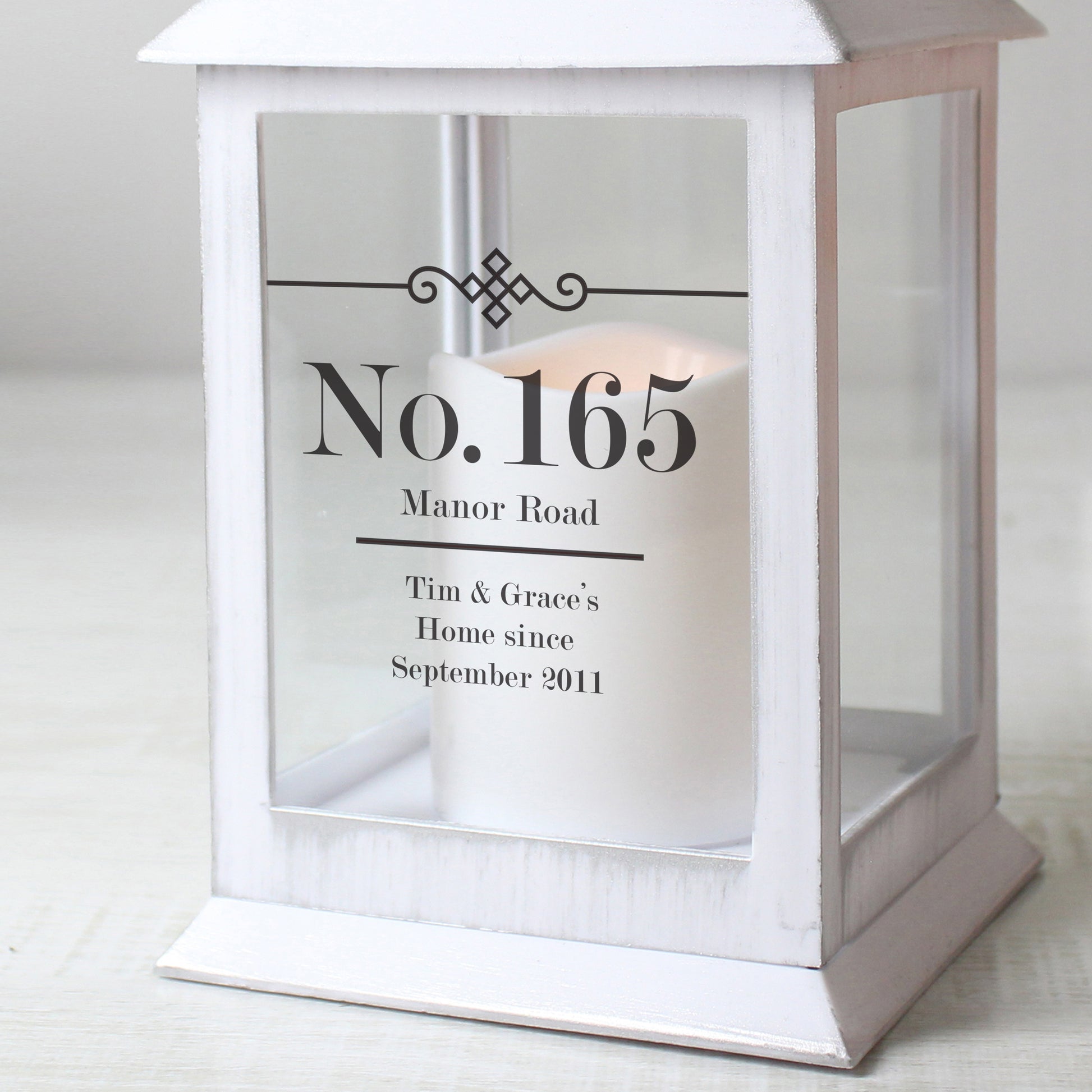 Personalised Elegant Diamond White Lantern - MK&JD Gifts