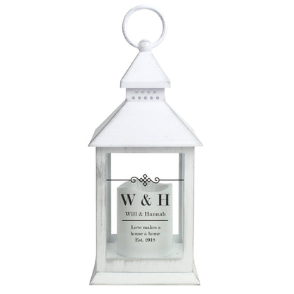 Personalised Elegant Diamond White Lantern - MK&JD Gifts