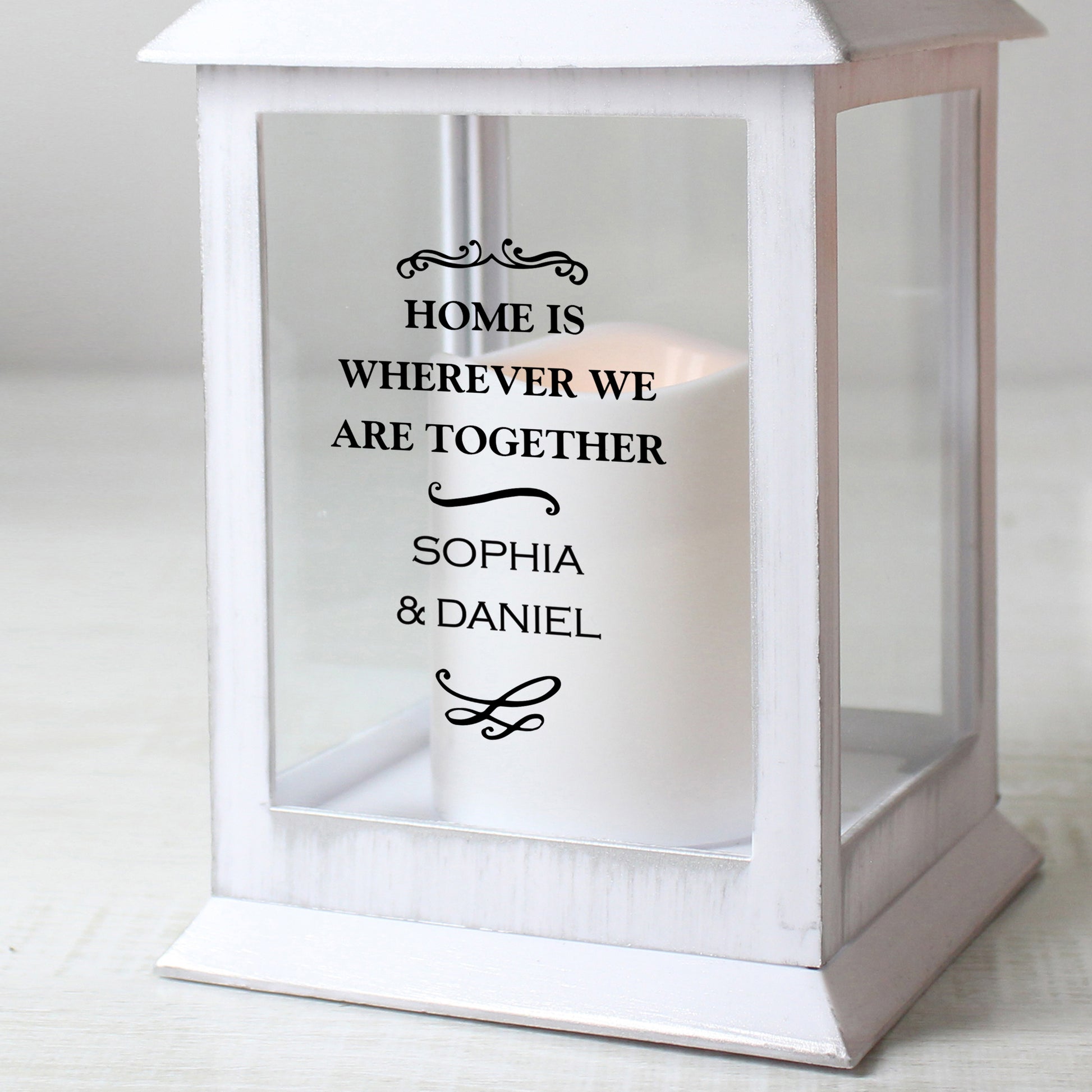 Personalised Antique Scroll White Lantern - MK&JD Gifts