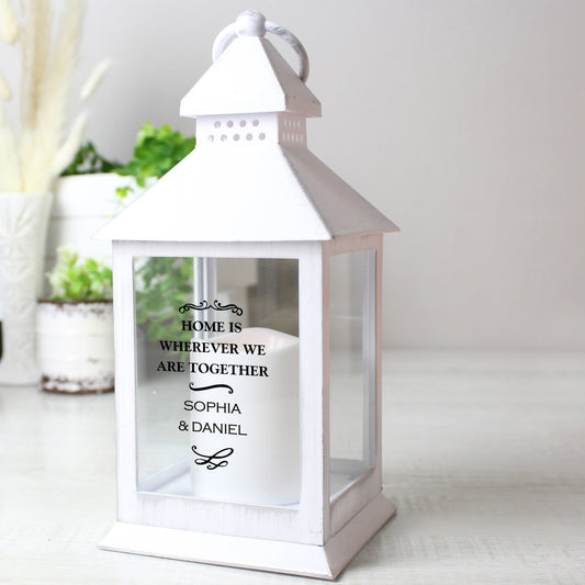Personalised Antique Scroll White Lantern - MK&JD Gifts