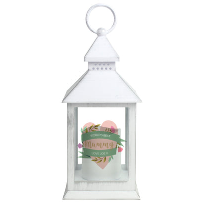 Personalised Floral Heart Mothers Day White Lantern - MK&JD Gifts