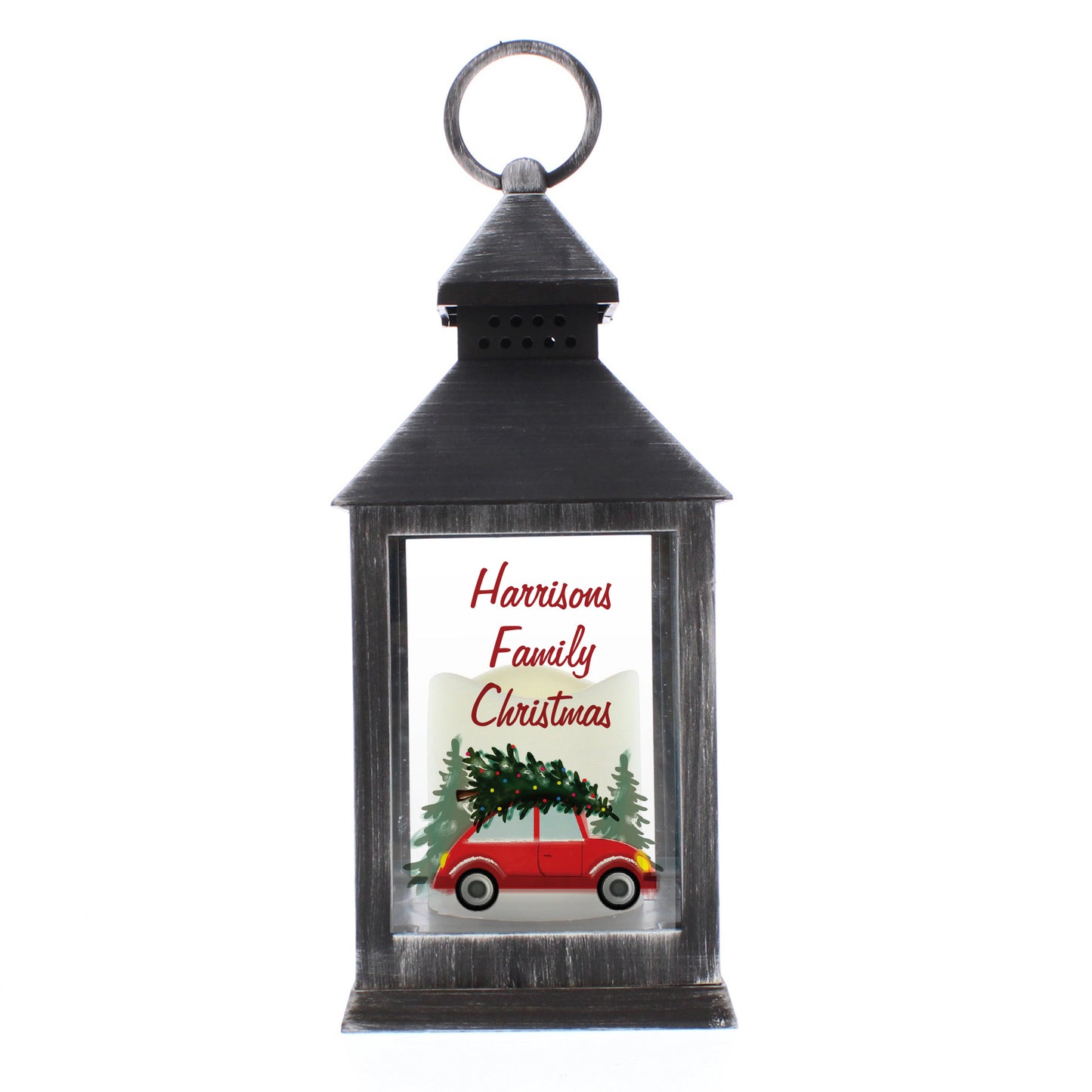 Personalised 'Driving Home For Christmas' Rustic Black Lantern - MK&JD Gifts