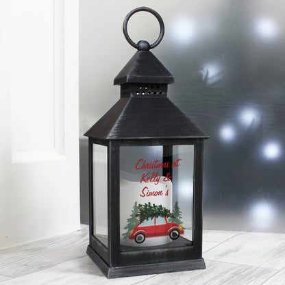 Personalised 'Driving Home For Christmas' Rustic Black Lantern - MK&JD Gifts