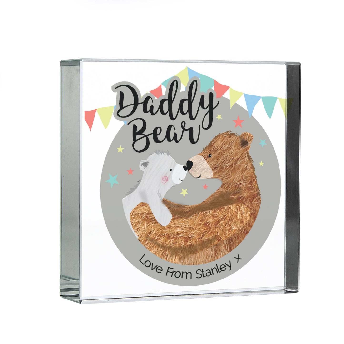 Personalised Daddy Bear Crystal Token - MK&JD Gifts