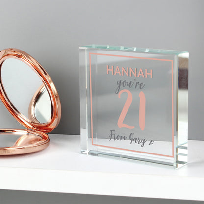 Personalised Birthday Rose Gold Crystal Token - MK&JD Gifts