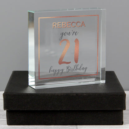 Personalised Birthday Rose Gold Crystal Token - MK&JD Gifts