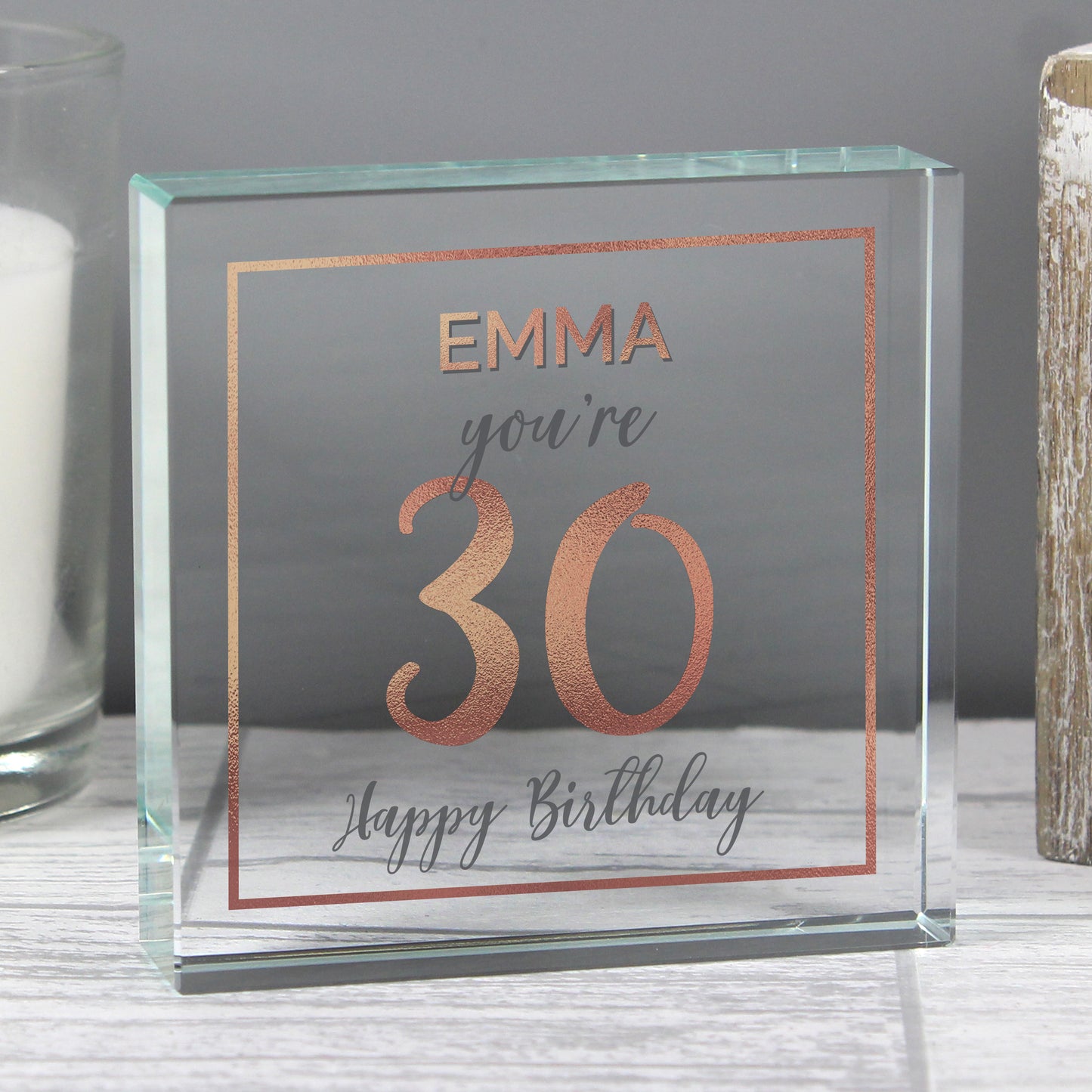 Personalised Birthday Rose Gold Crystal Token - MK&JD Gifts