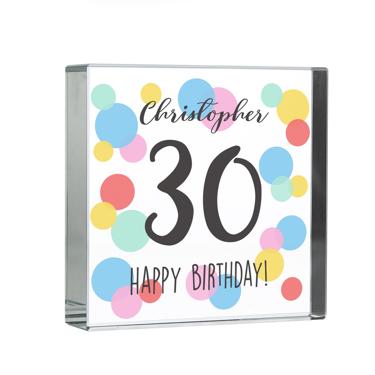 Personalised Birthday Colour Confetti Crystal Token - MK&JD Gifts