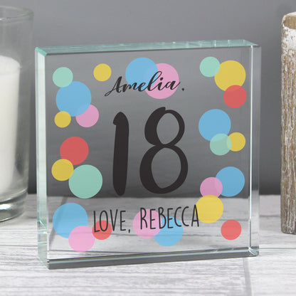 Personalised Birthday Colour Confetti Crystal Token - MK&JD Gifts