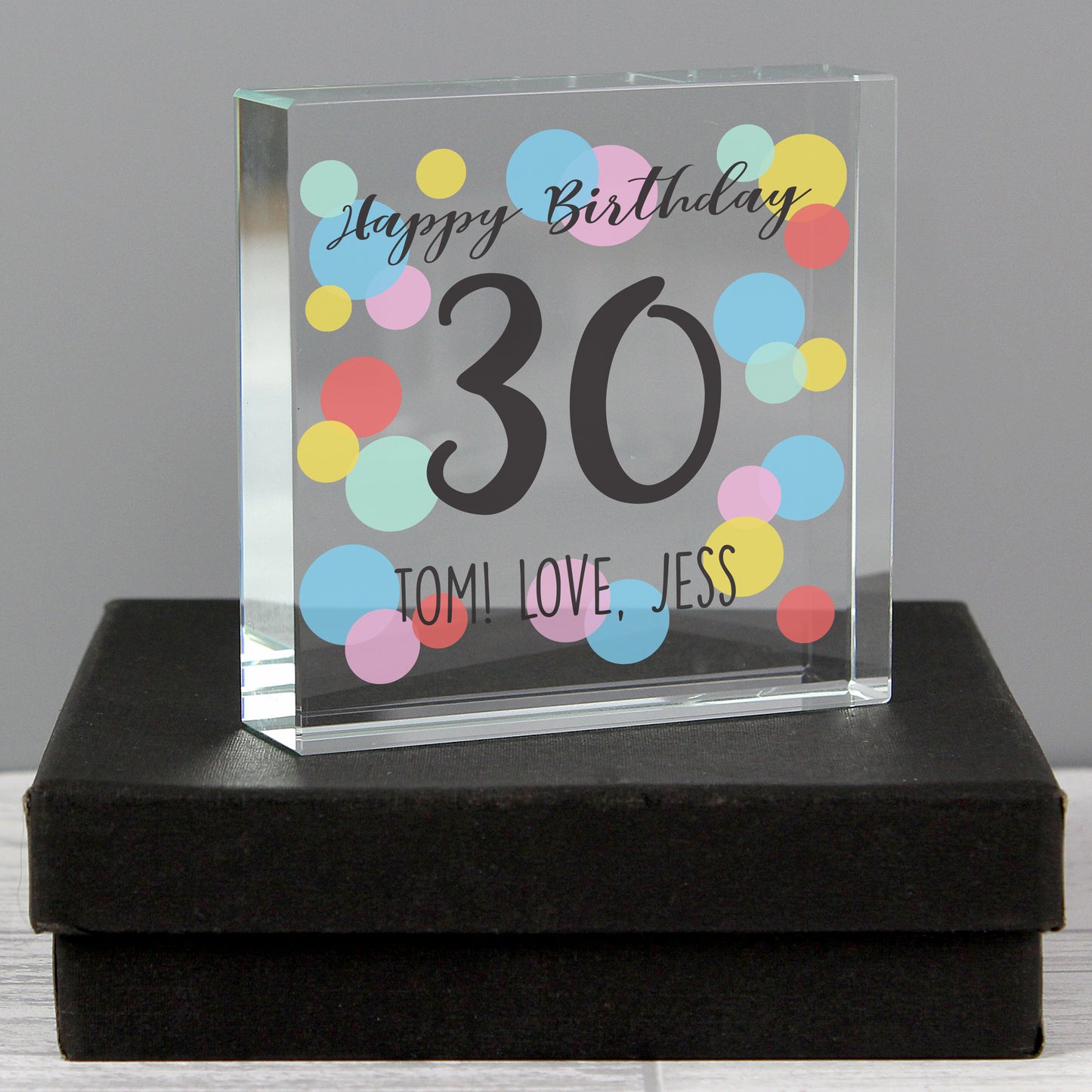 Personalised Birthday Colour Confetti Crystal Token - MK&JD Gifts