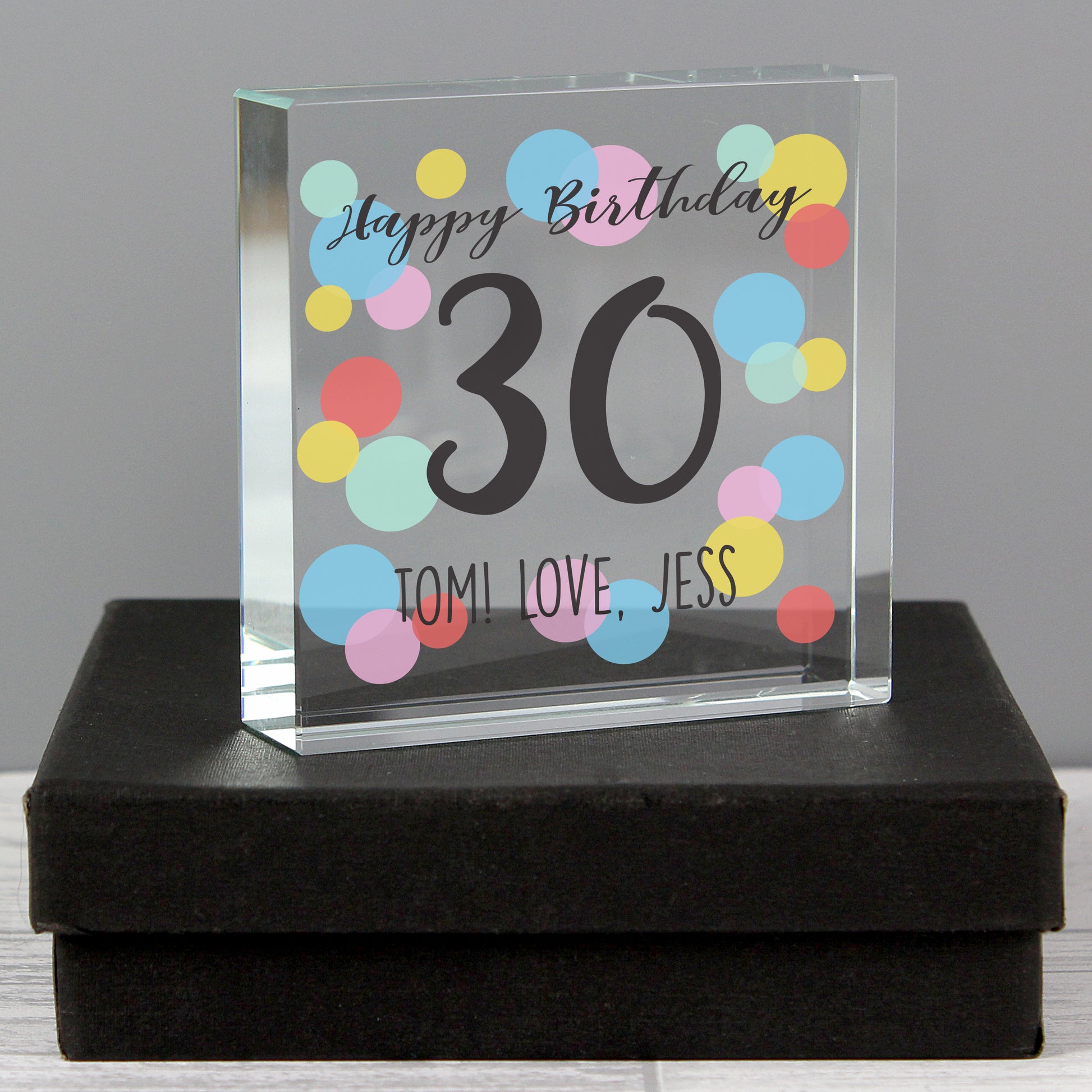 Personalised Birthday Colour Confetti Crystal Token - MK&JD Gifts